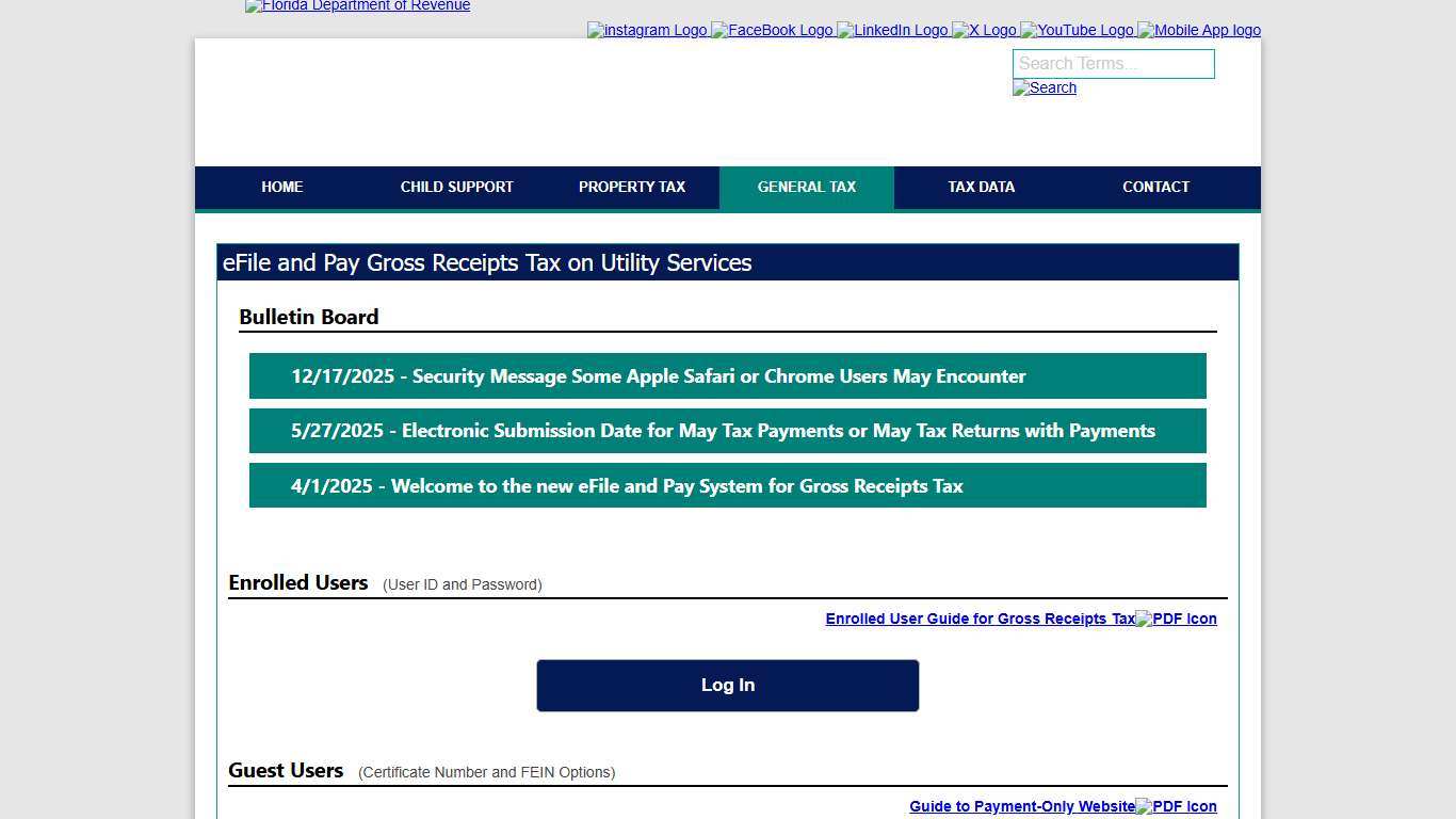 eFile and Pay Gross Receipts Tax